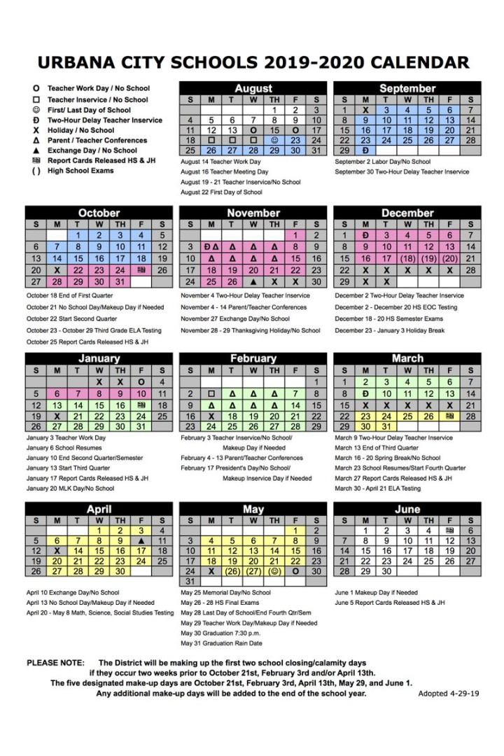 Urbana City Schools on X: "Front of @UrbanaOHSchools calendar post