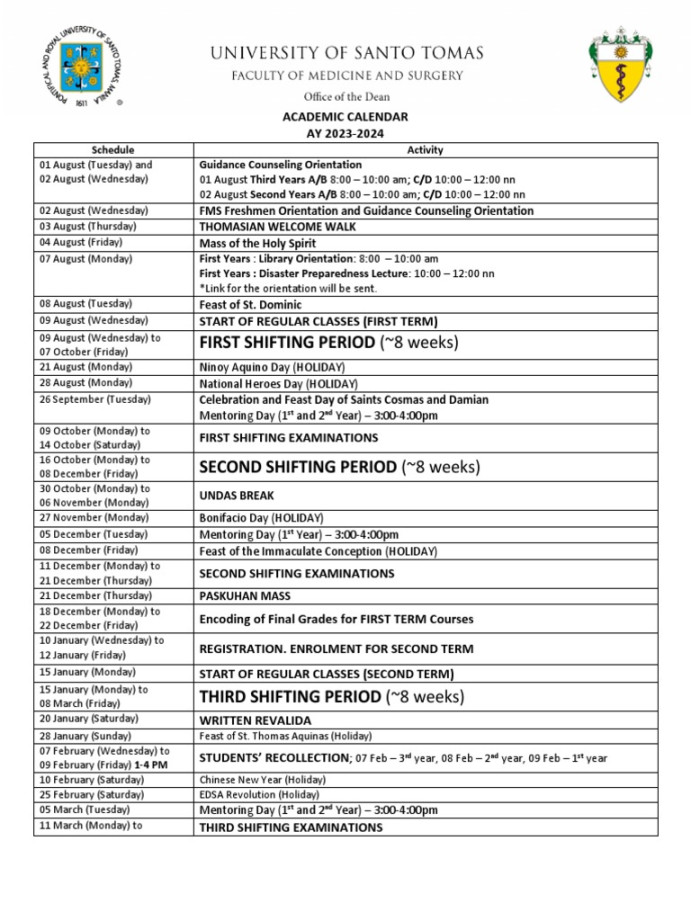 UST Academic Calendar    PDF  Observances  Christian