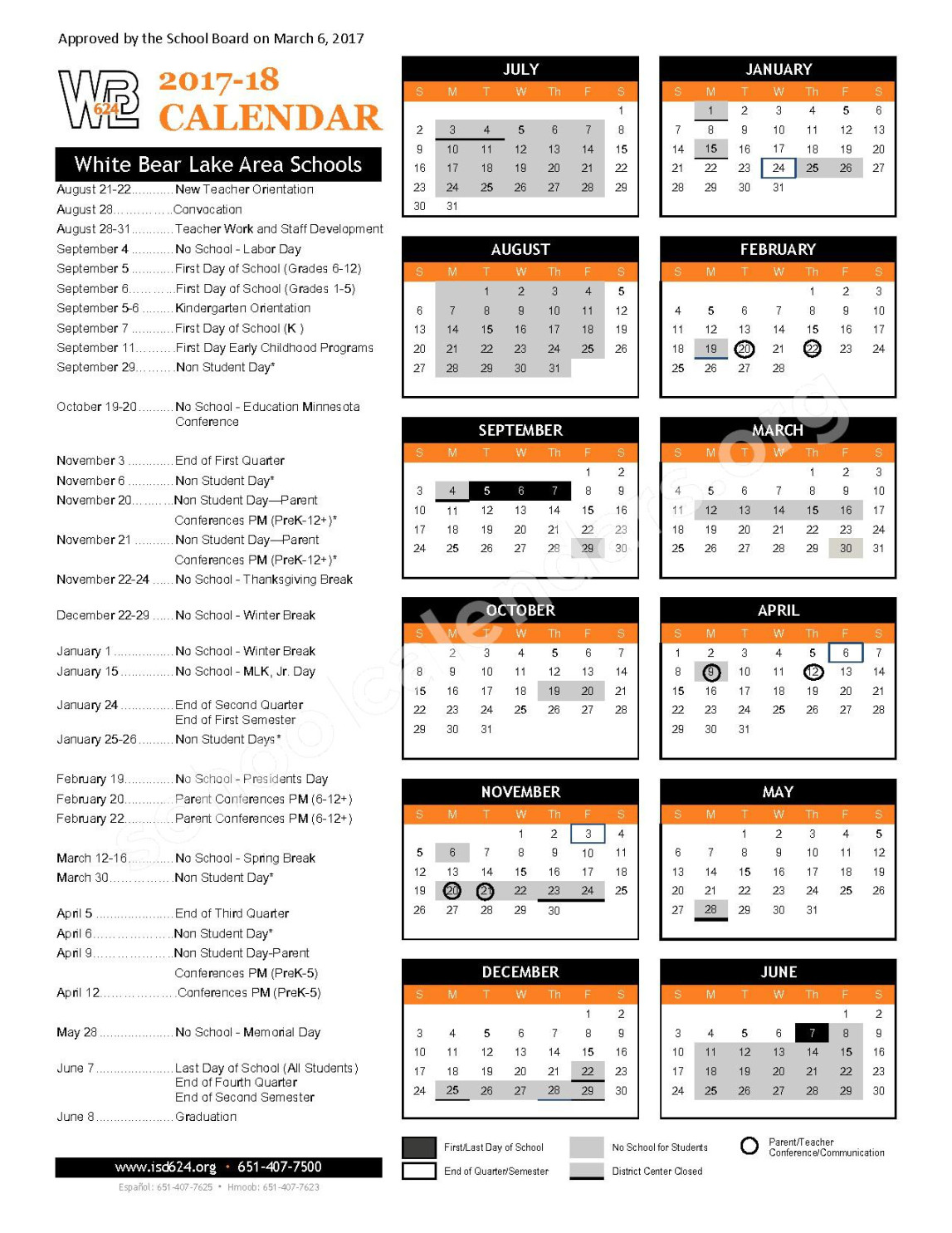 White Bear Lake Calendar