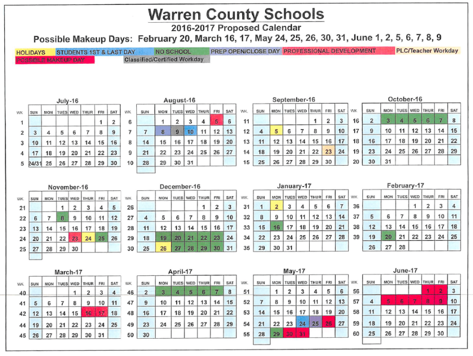 Wilson County Calendar