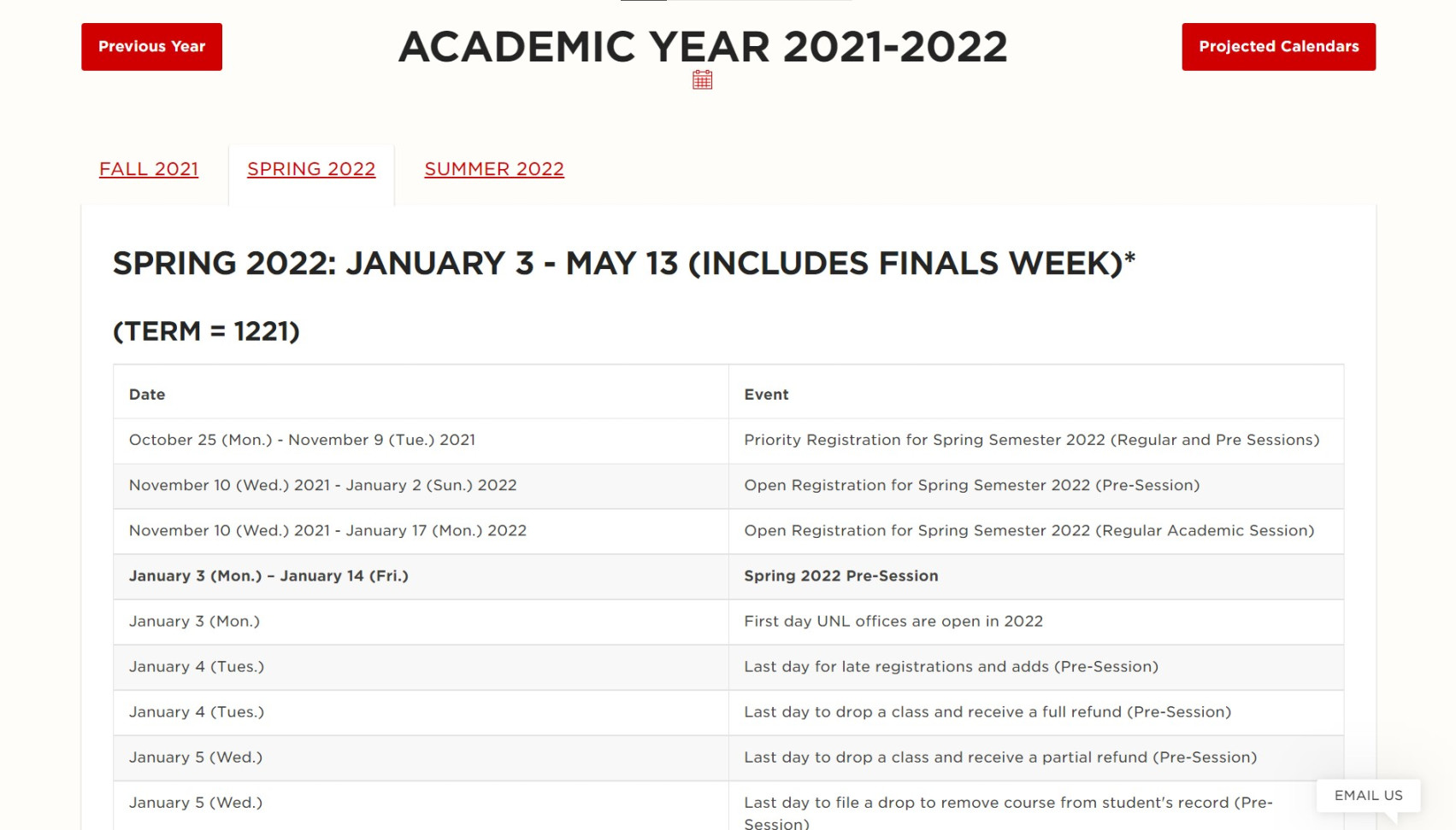 Academic Calendar  Announce  University of Nebraska-Lincoln