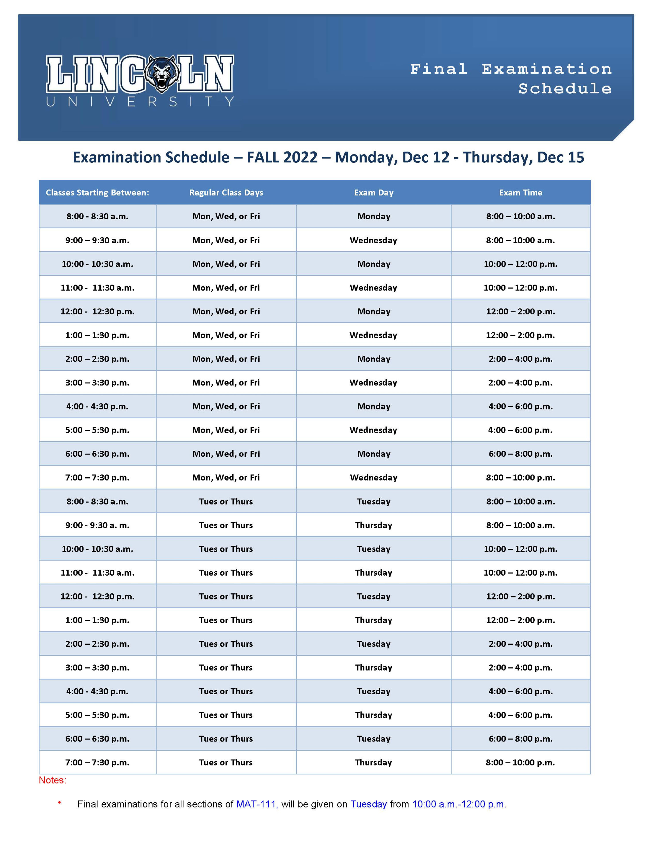 Academic Calendar Lincoln University of Missouri