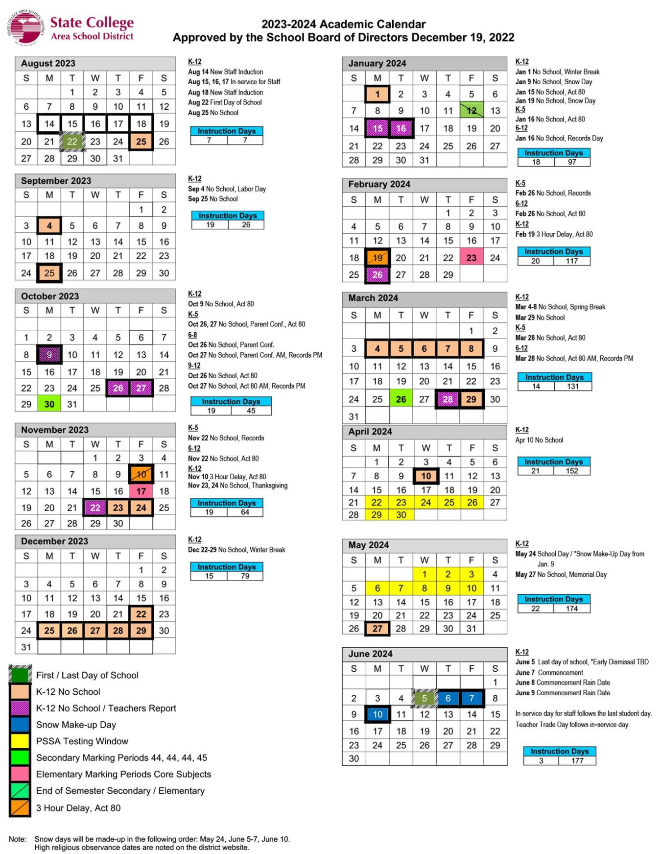 - Academic Calendar