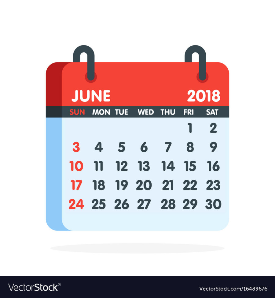 2018 Calendar June Month