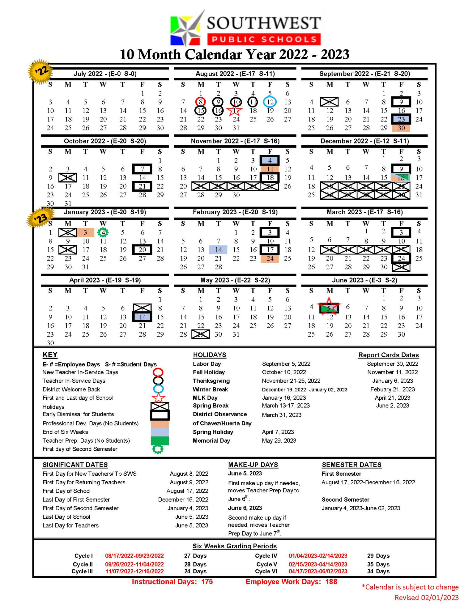 Calendar  Southwest Public Schools
