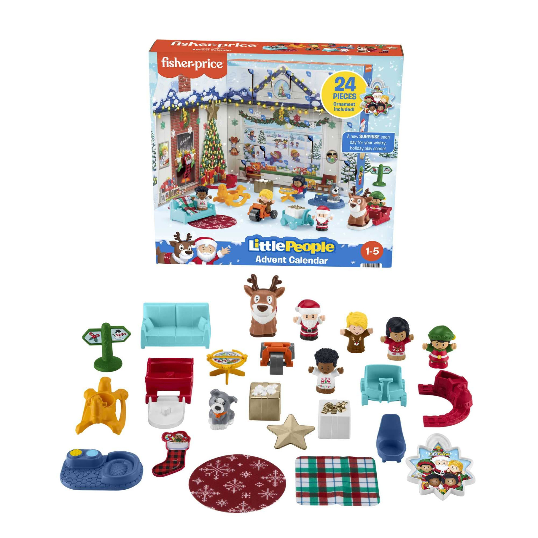 Fisher-Price Little People Advent Calendar, Christmas playset,  Toys for  Pretend Play, Gift for Toddlers and Preschool Kids Ages  to  Years