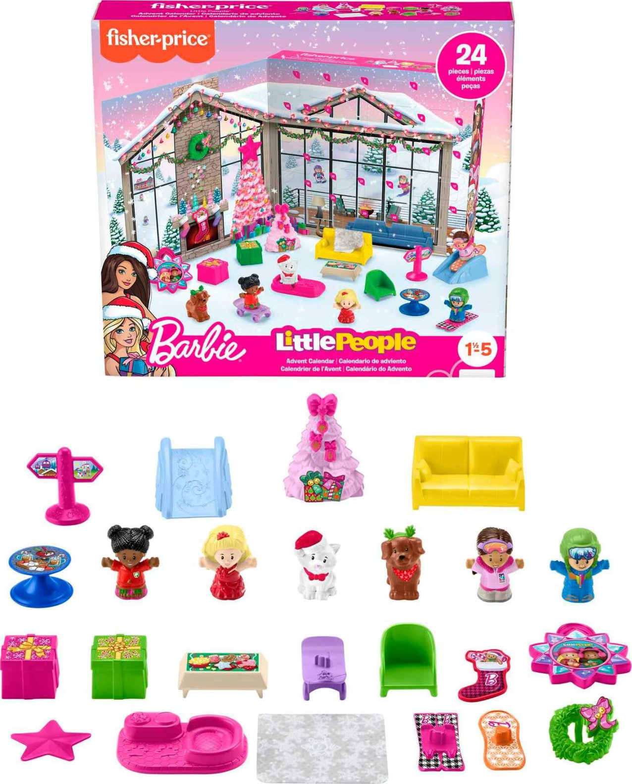 Fisher-Price Little People Barbie Advent Calendar and Toddler Playset,   Christmas Figures and Play Pieces