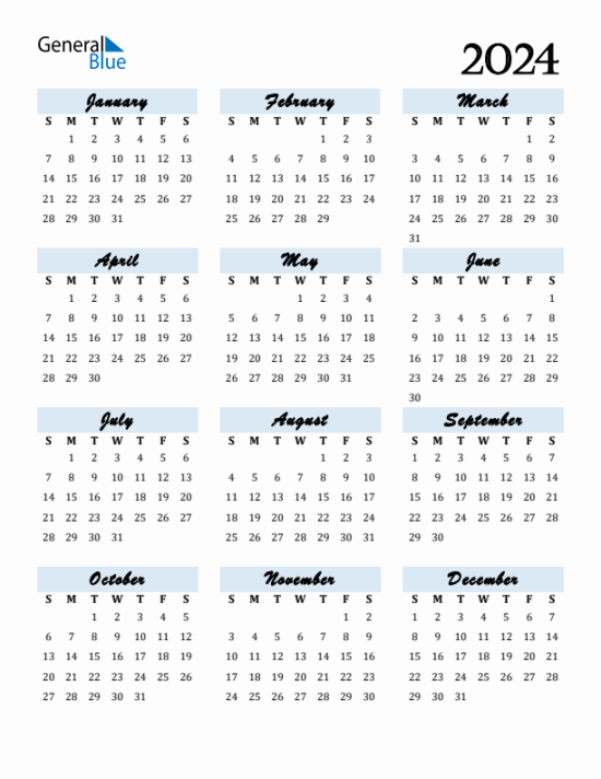 Free Downloadable Calendar for Year