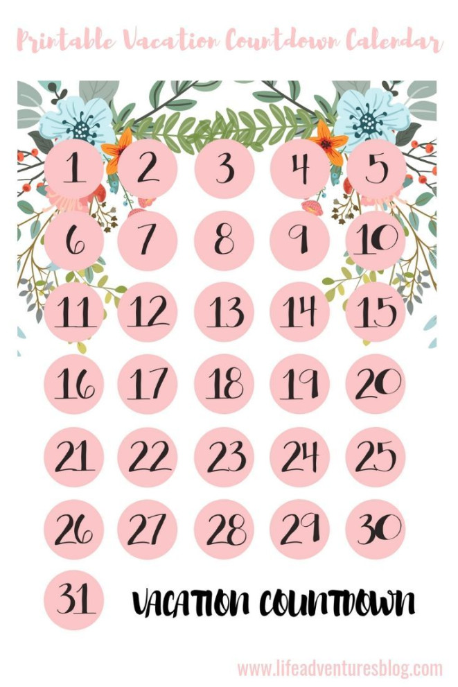 Free Vacation countdown calendar for your next vacation