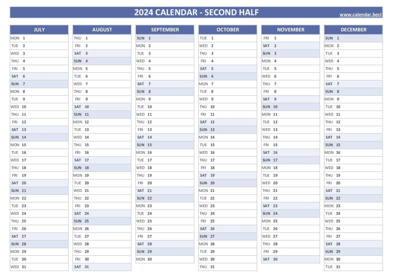 Half Yearly Calendar 2024 Good Calendar Idea