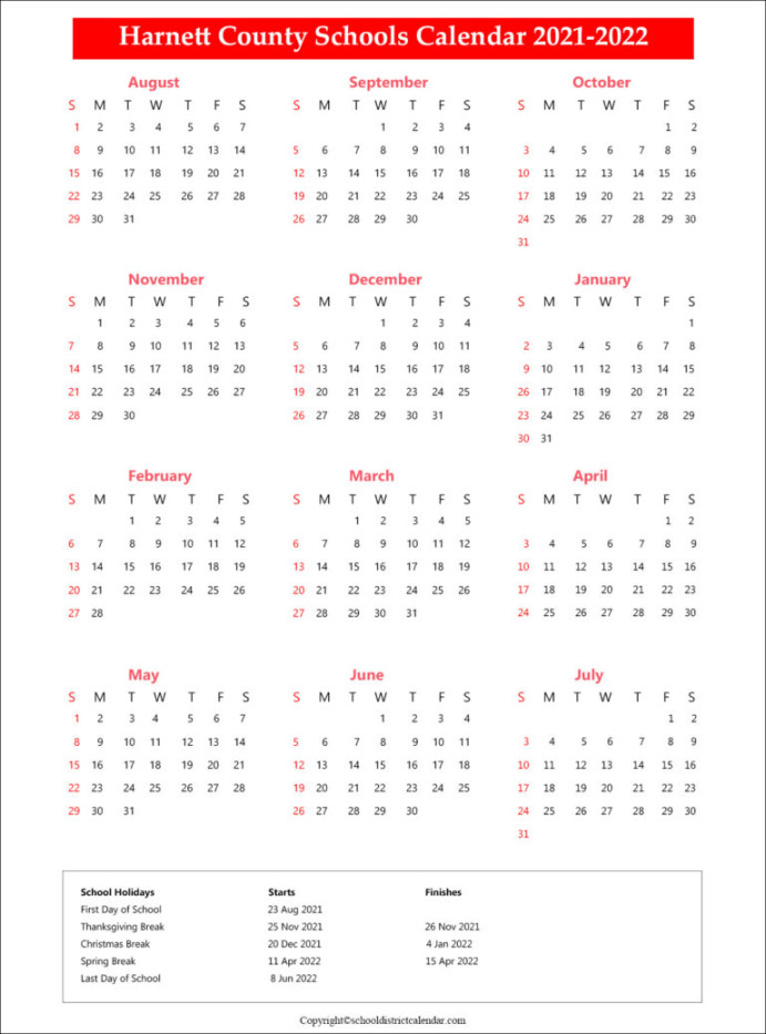 Harnett County Calendar