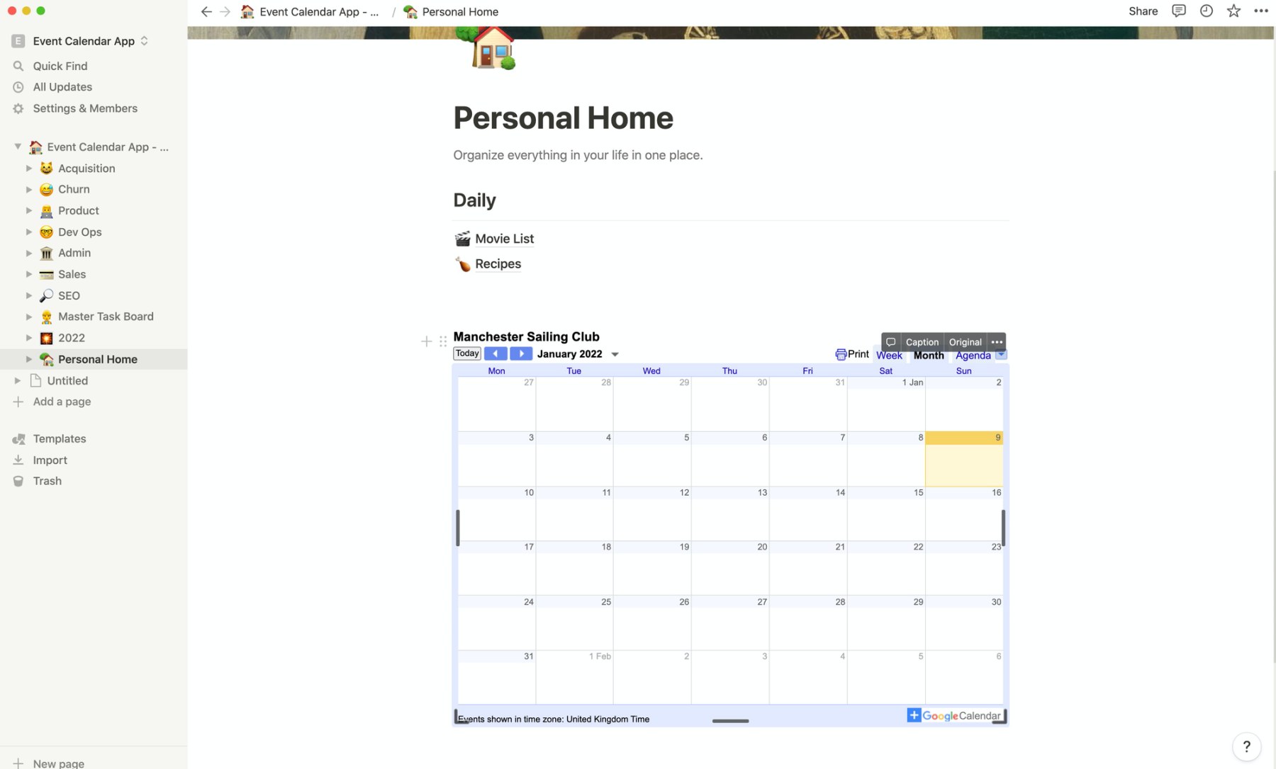 Google Calendar To Notion Good Calendar Idea