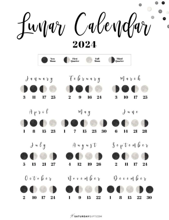 Moon Phase Calendar - Cute & Free Printable  Lunar Calendar