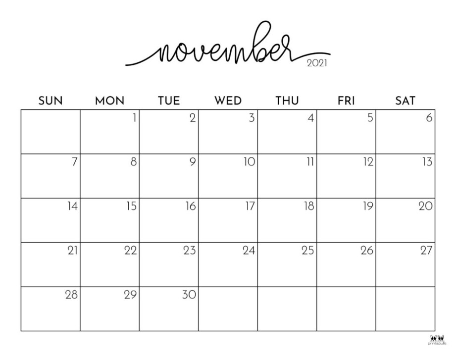 Calendar For Nov 2021