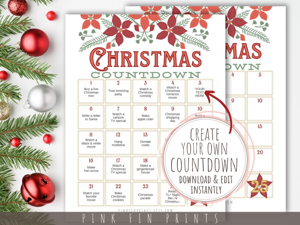 Printable Christmas Countdown for Adults, Christmas Movie Advent Calendar,  Christmas Bucket List Template, Advent Calendar for Couples - Etsy Canada