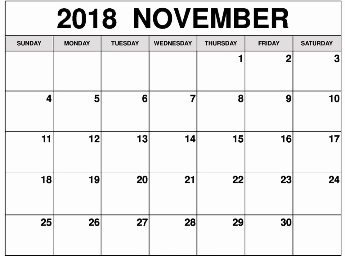 Calendar For 2018 November