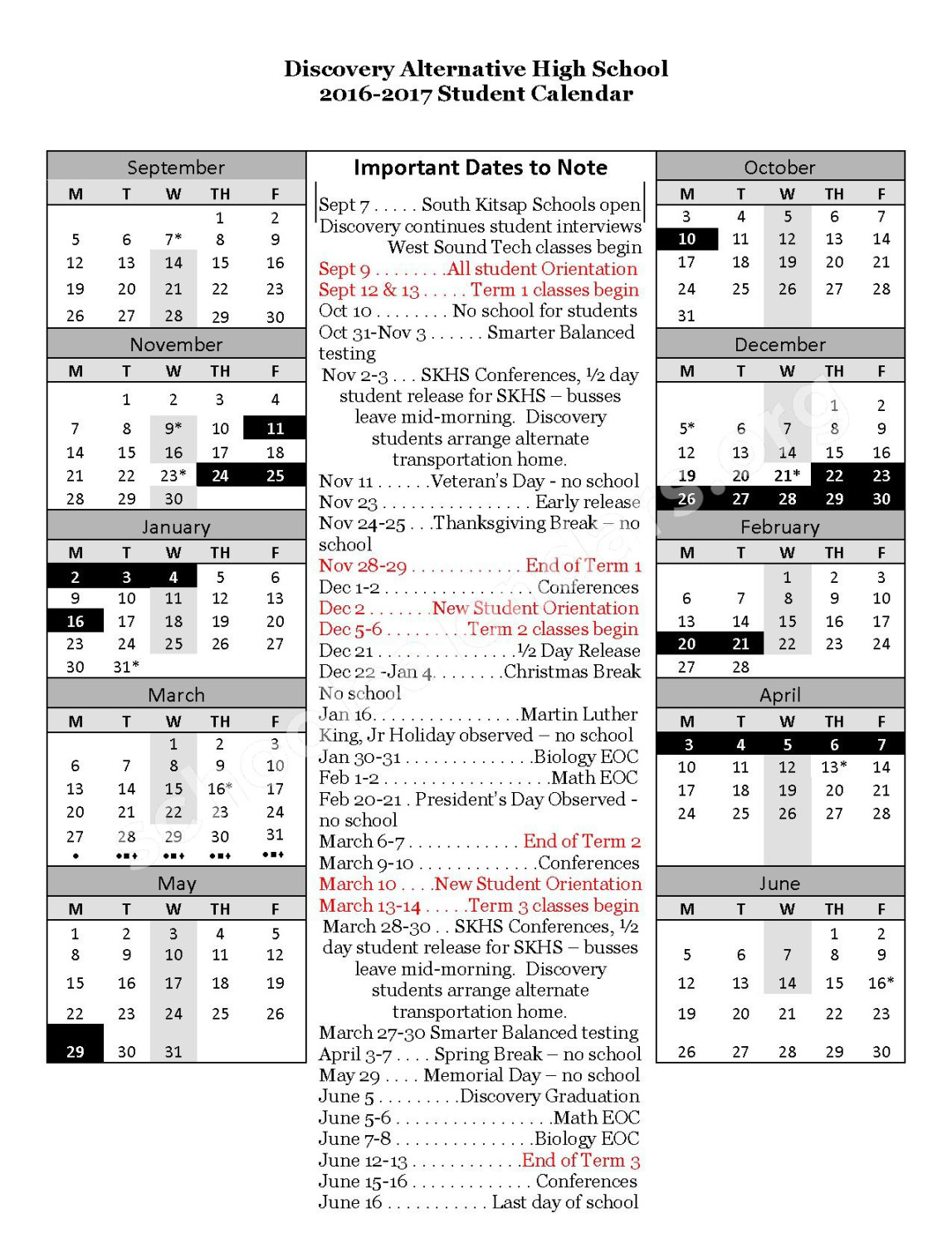-  School Calendar  South Kitsap School District – Port