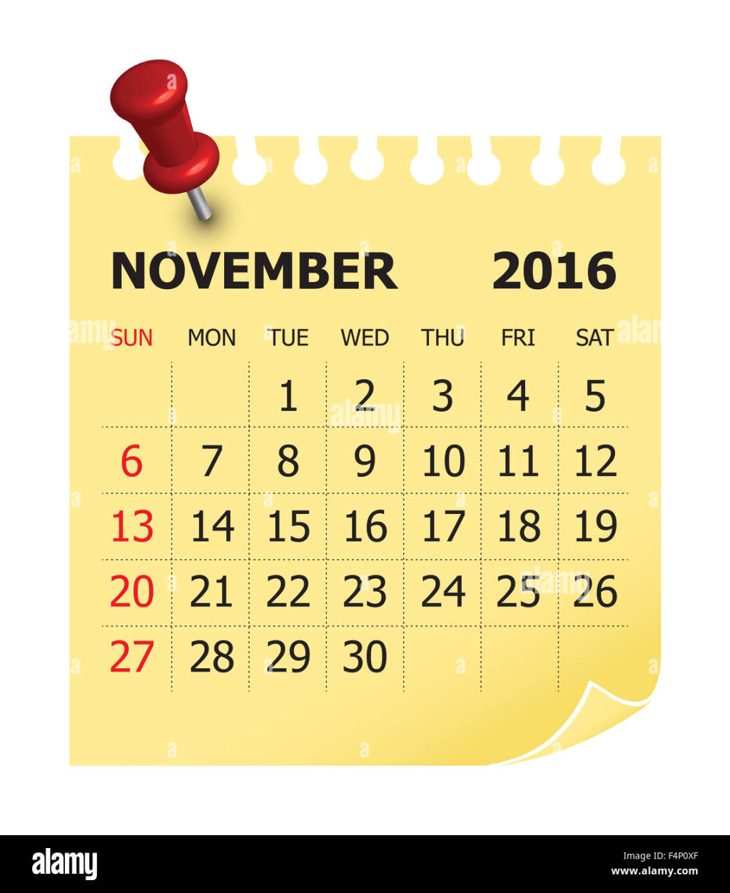 Simple calendar for November  Stock Photo - Alamy