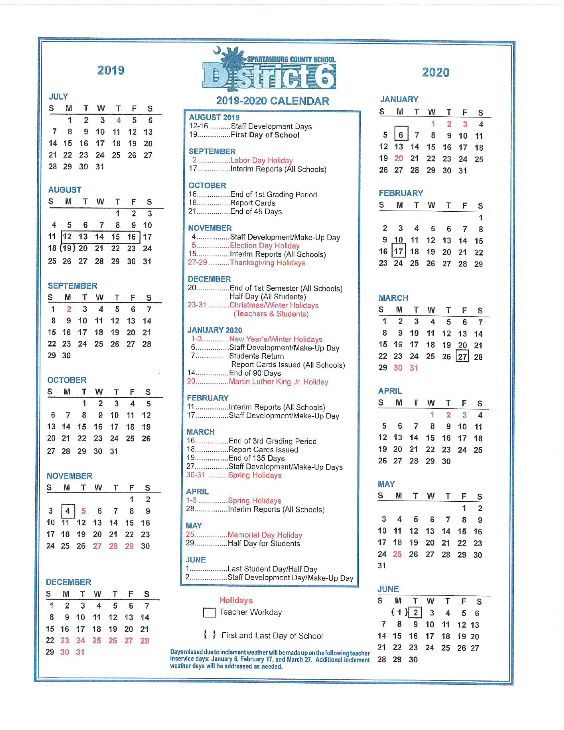 Spartanburg County Schools Calendar