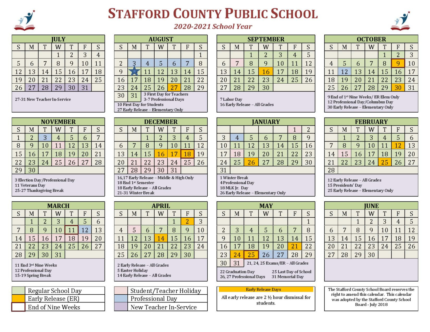 Stafford County Calendar