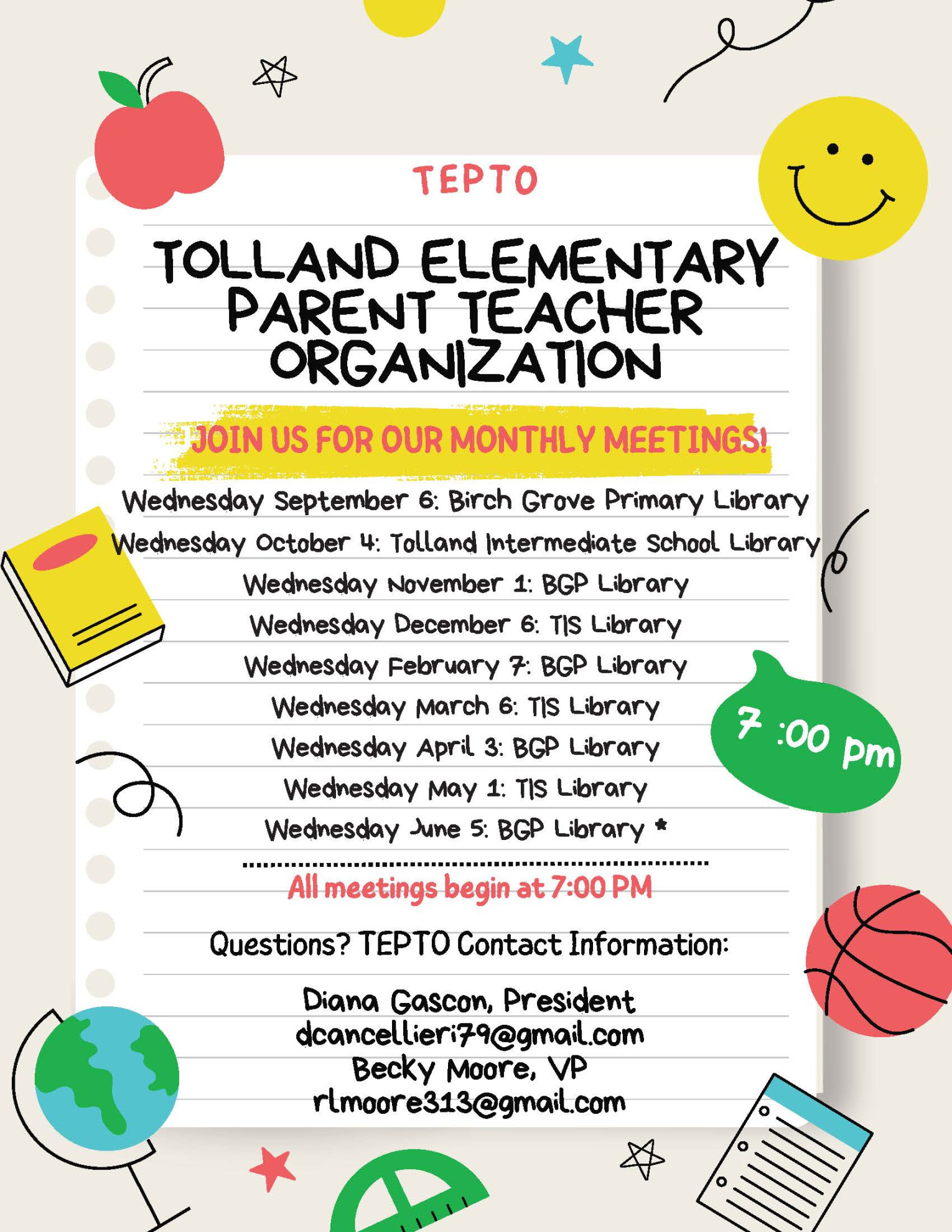 TEPTO Calendar/Events - Tolland Intermediate School