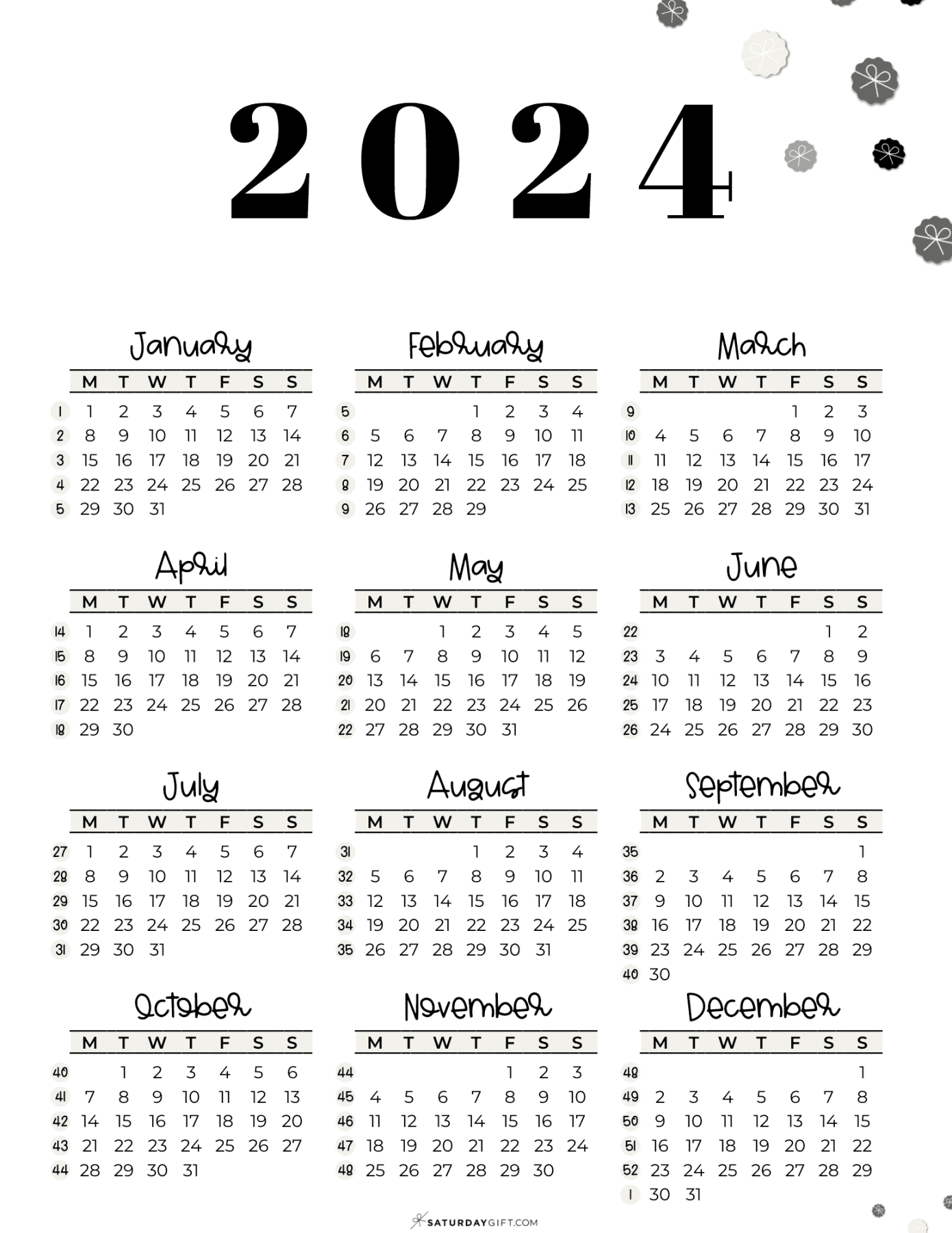 Week numbers for  - What week is it?  SaturdayGift