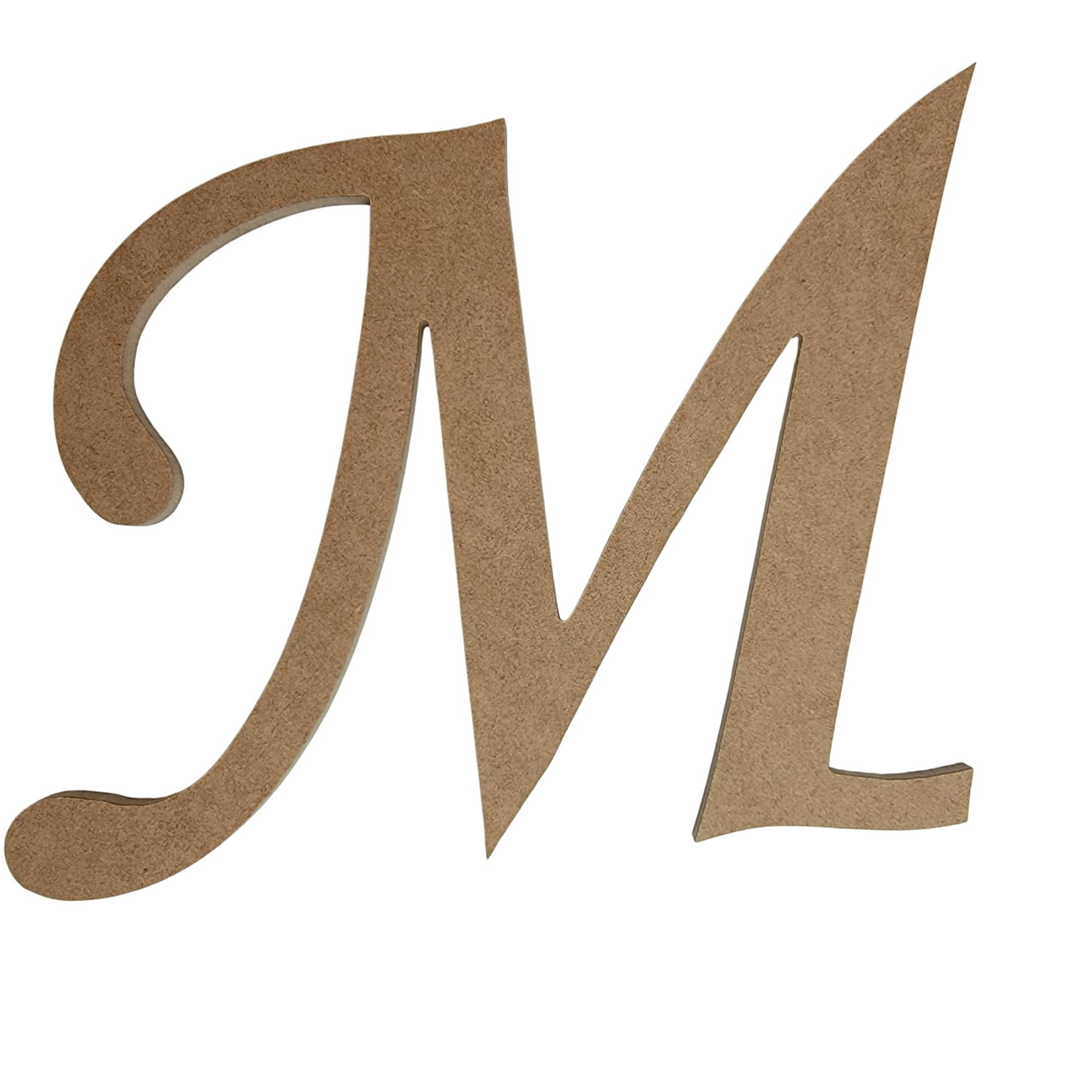 " Wooden Letter M Unfinished, Monotype Font, Craft Cutout -