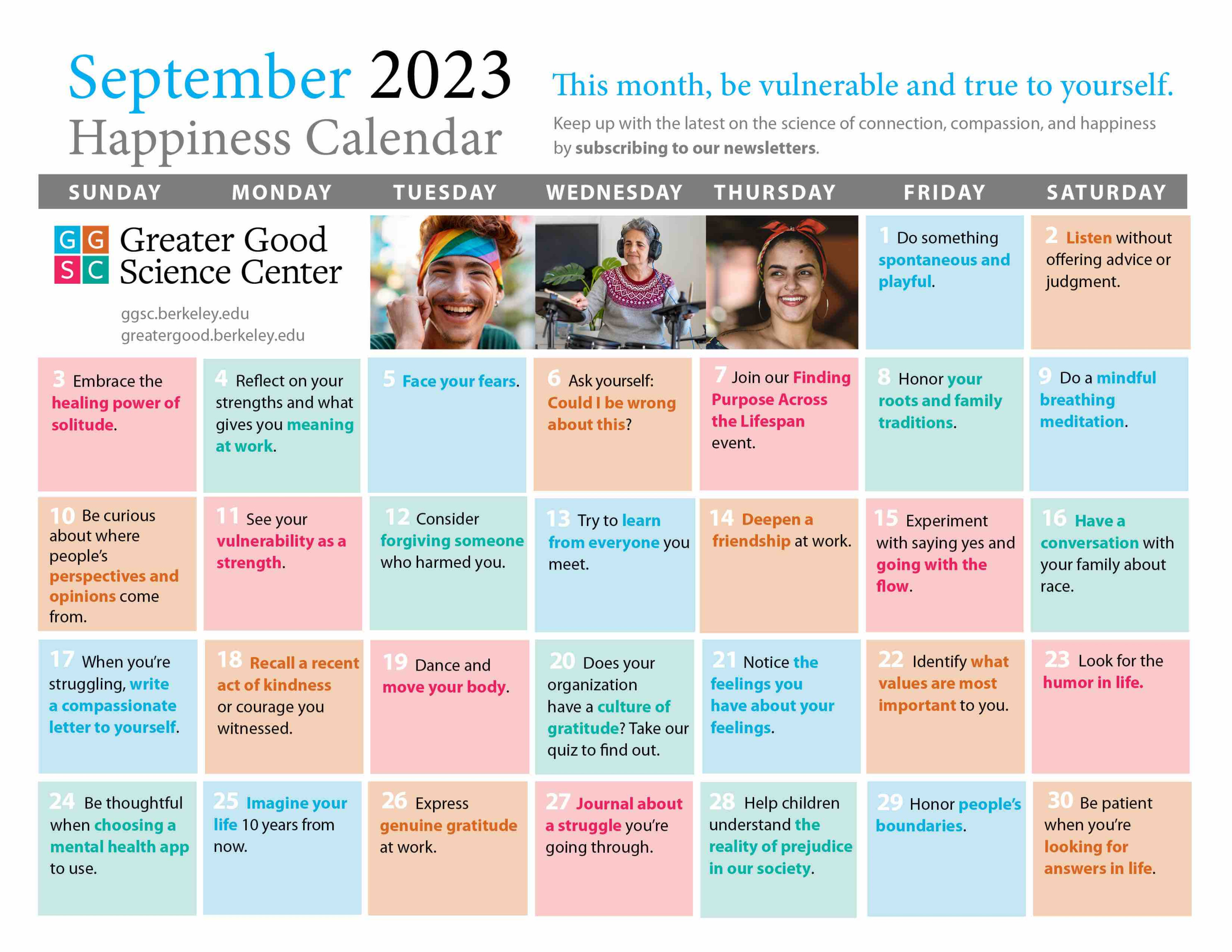 Your Happiness Calendar for September