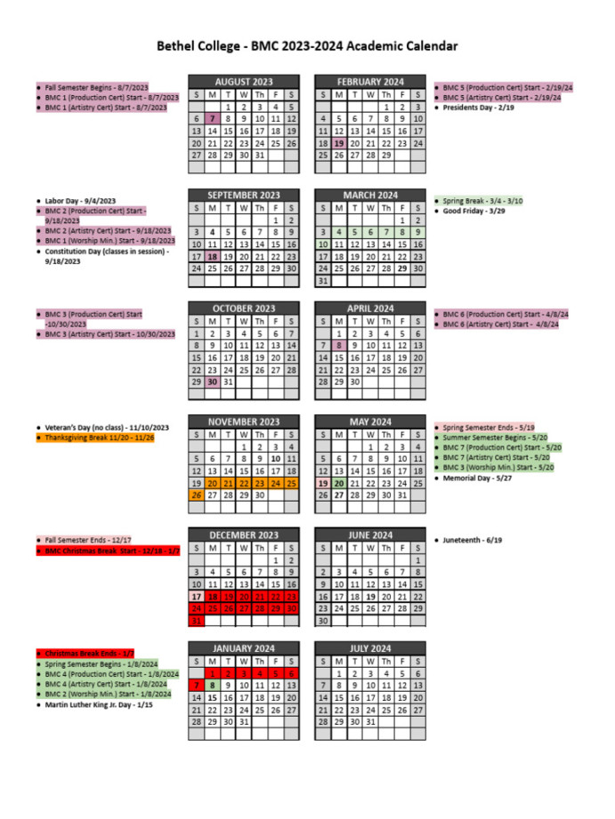 BMC - Academic Calendar  PDF  Academic Term  Academia