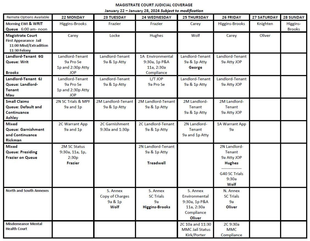 Calendar Assignment by Judge  Fulton County Magistrate Court, GA
