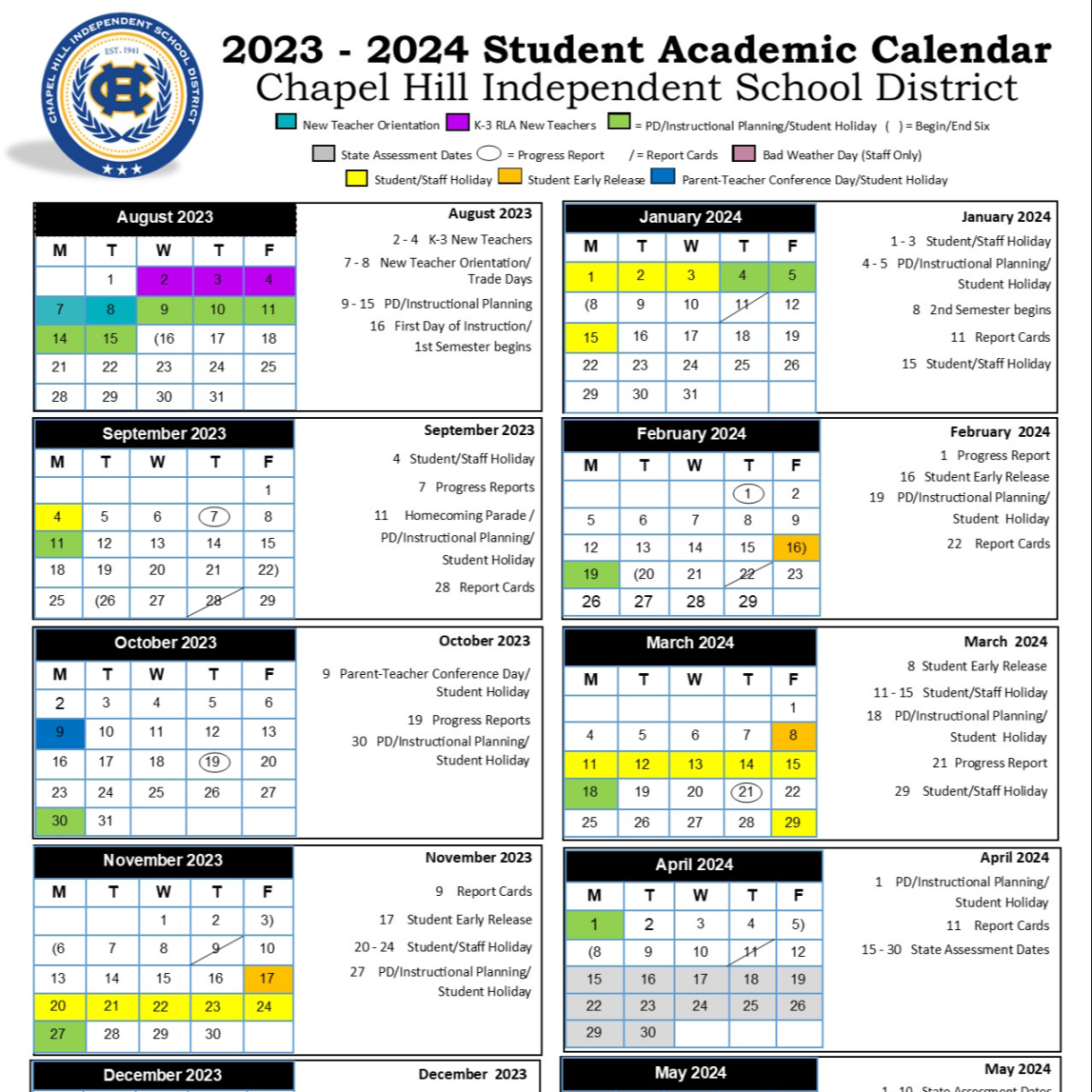 Calendar  Chapel Hill ISD