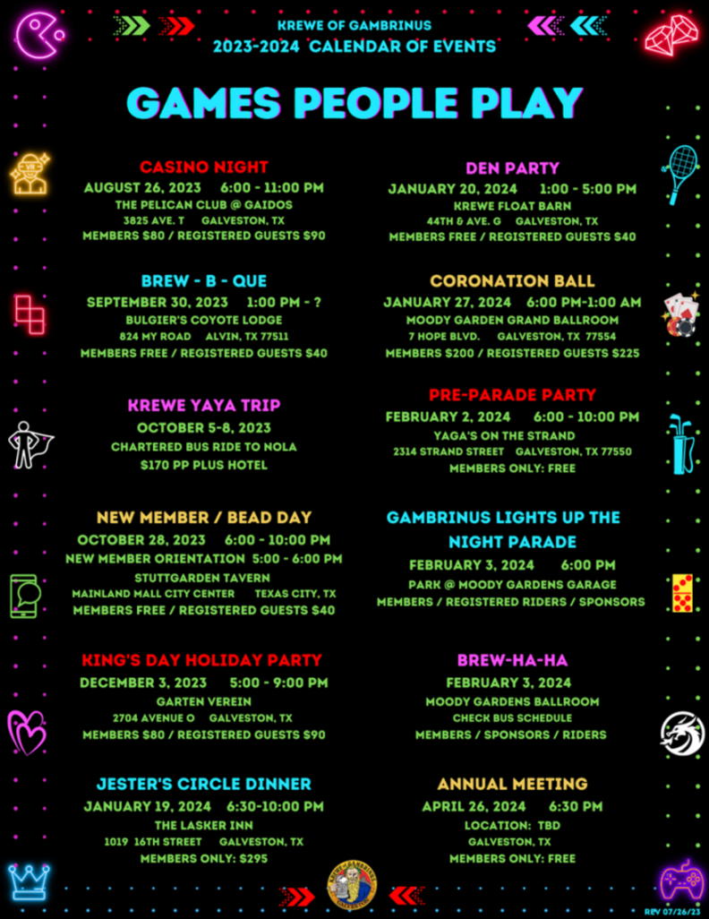 Calendar of Events
