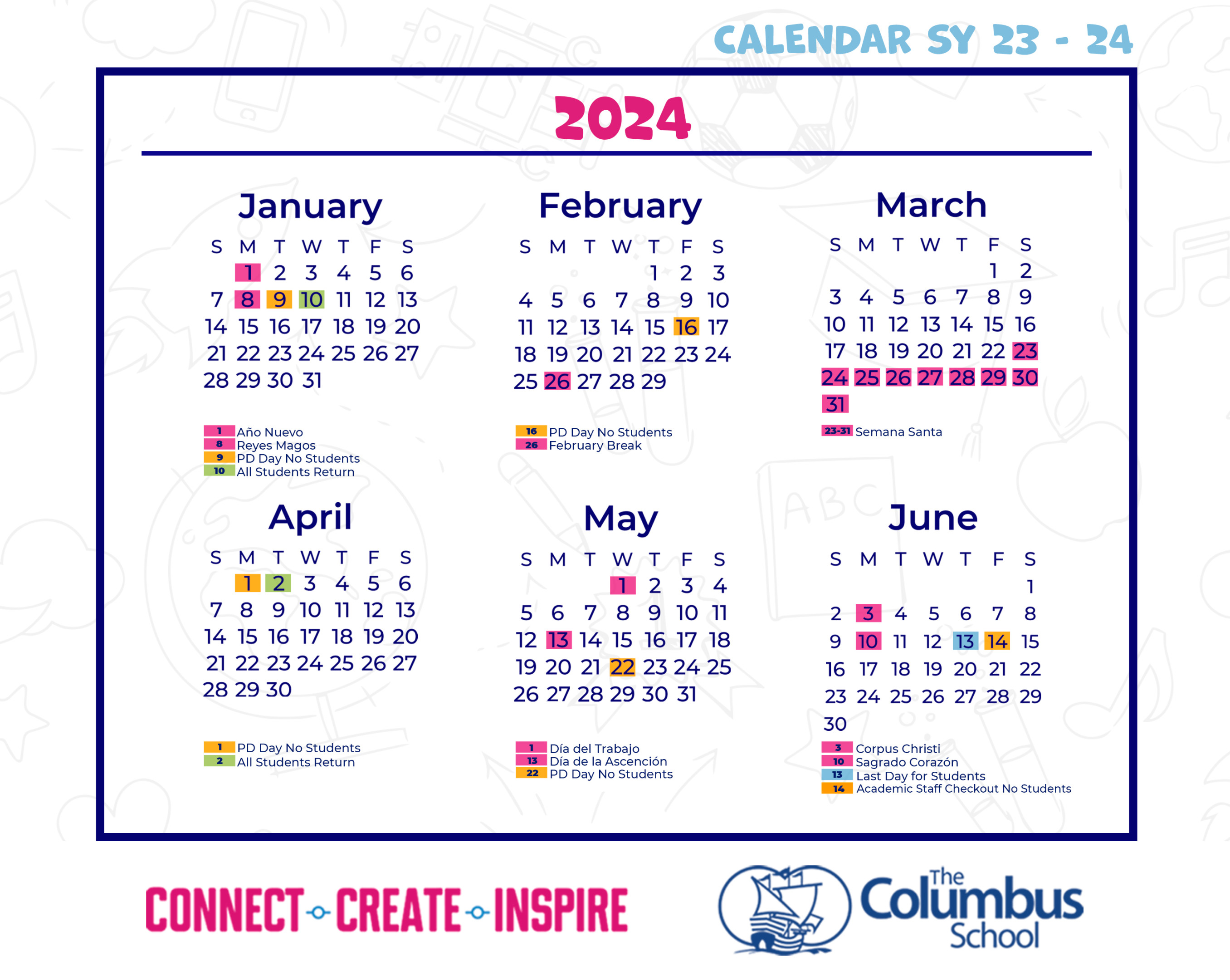 Calendar SY – Columbus School