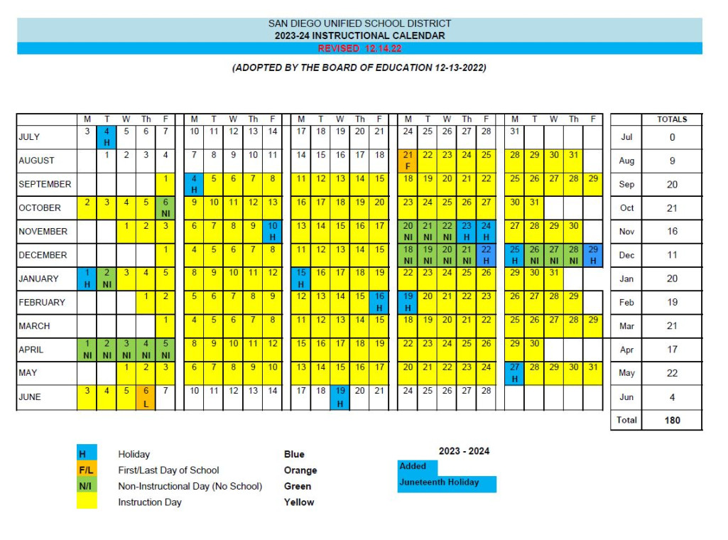 Calendar - Torrey Pines Elementary