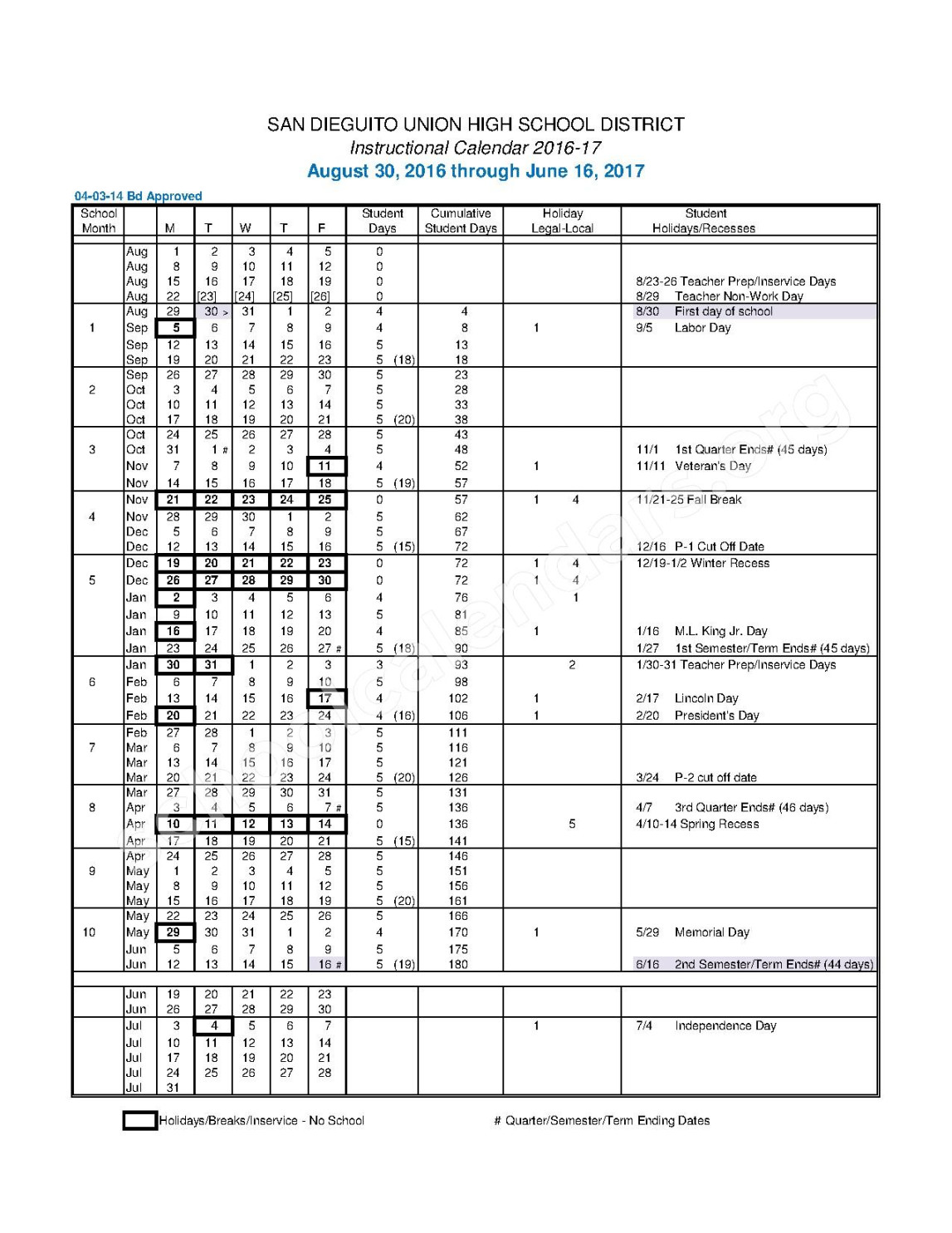 Canyon Crest Academy Calendars – San Diego, CA