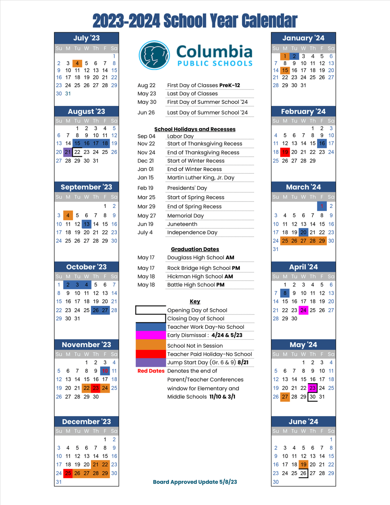 Columbia Academic Calendar Spring  - Printable Word Searches