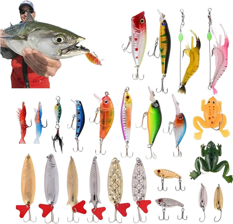 Fishing Advent Calendar, Advent Calendar Fishing Christmas Countdown，  Days Fishing Lures Set，Fishing Tackle Advent Calendar Surprise Gift Fishing