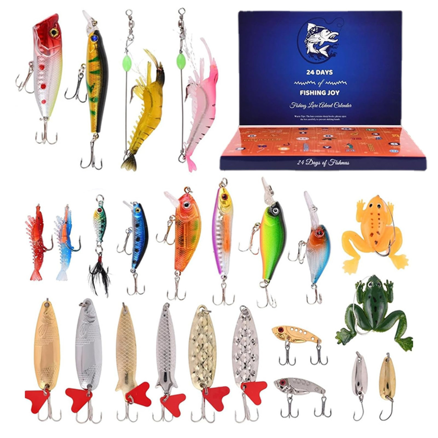 Fishing Advent Calendar , Fishing Tackle Advent Calendar,  Days  Countdown Calendar with Fishing Lures, Creative Tackle Box Countdown Gift,  Gift
