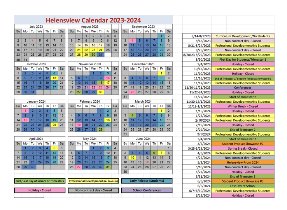 Helensview Calendar - Multnomah Education Service District