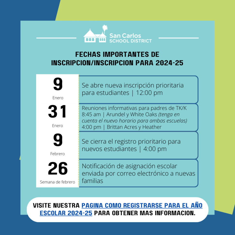Important Dates - Registration & Transfers - Enrollment - San