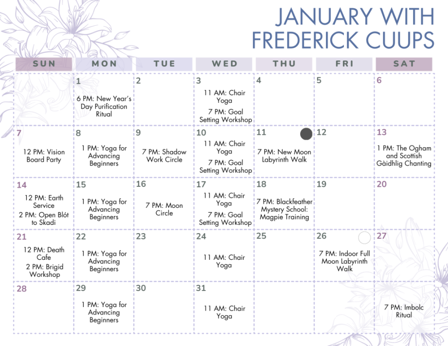 January Events with Frederick CUUPS