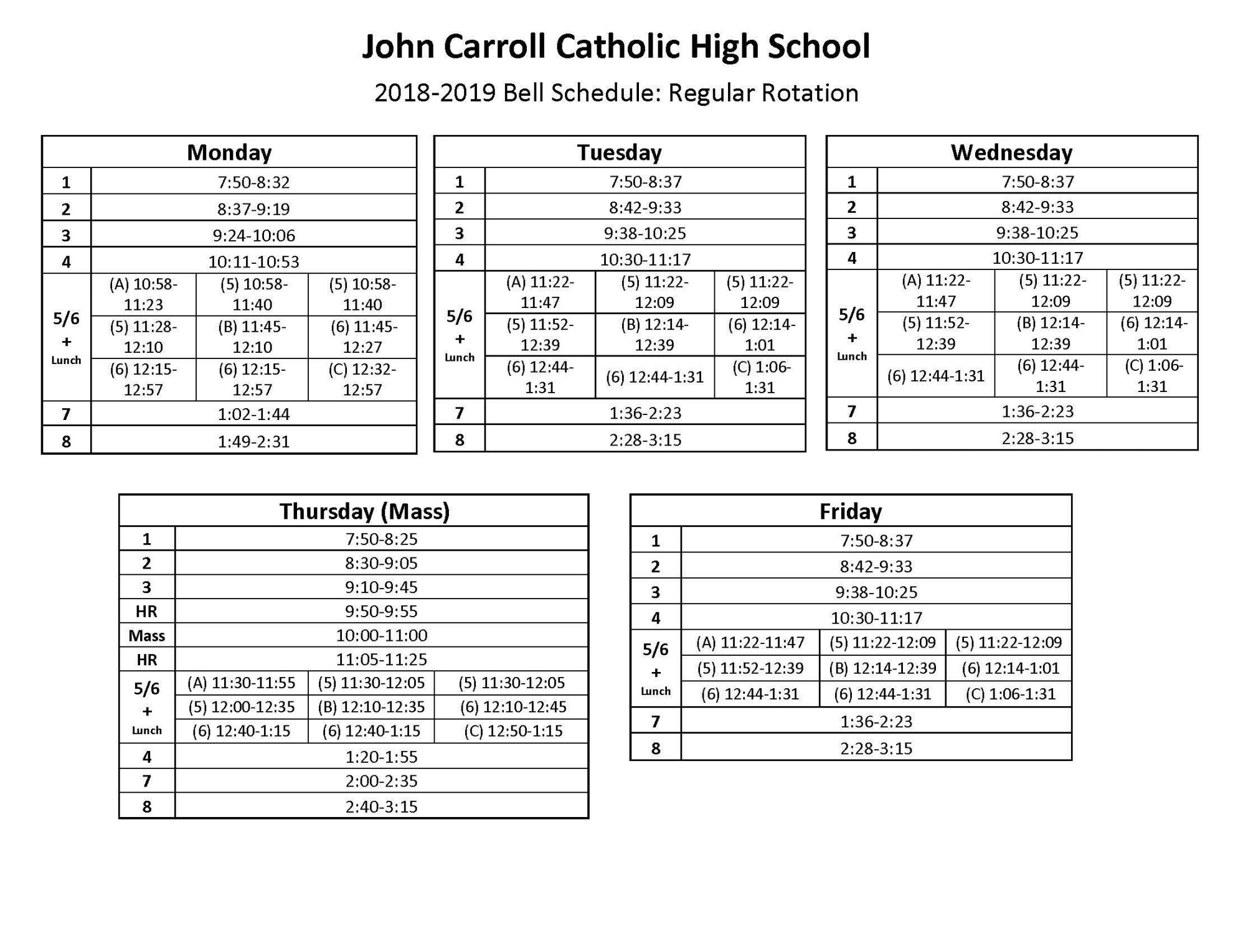 John Carroll Academic Calendar Good Calendar Idea