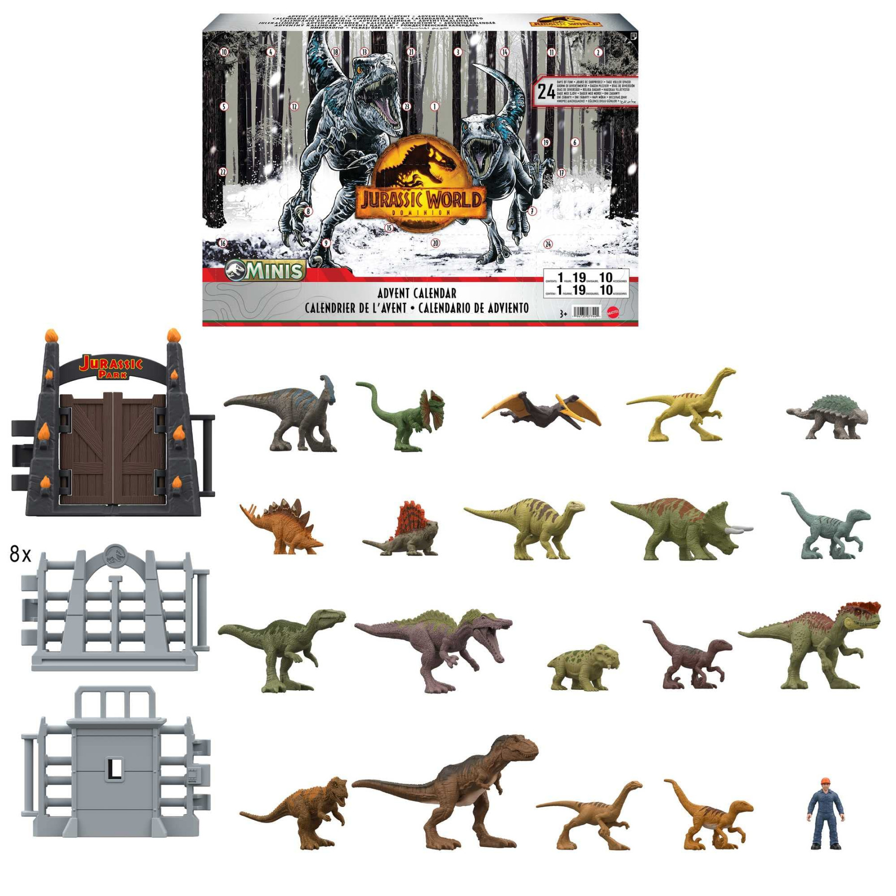 Jurassic World Dominion Holiday Advent Calendar with -Day Countdown,  Daily Surprise Gifts Include Mini Toy Dinosaurs, Mini Human Figures and