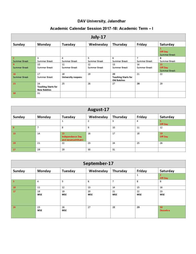 Kennesaw State University  Calendar