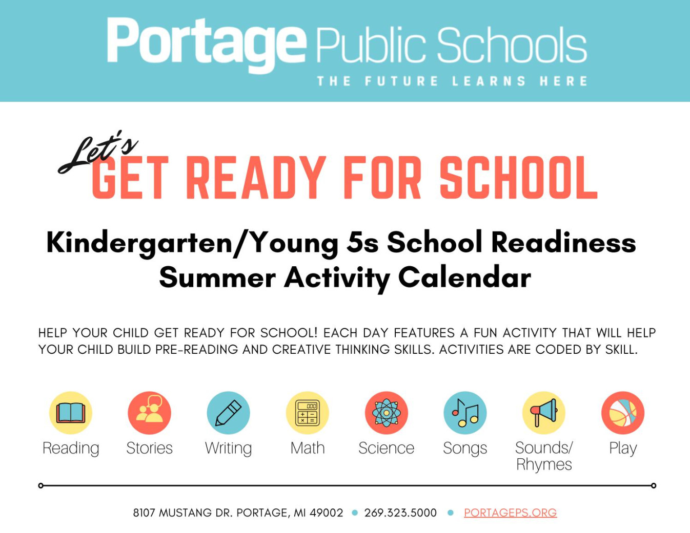 Portage Public Schools  School Readiness Calendar by Janet