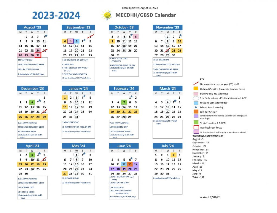 School Calendar - The Maine Educational Center for the Deaf and