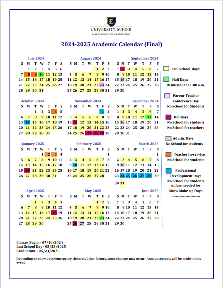 Academic Calendar for Next School Year