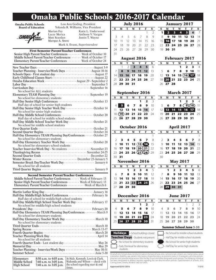 - Academic Calendar > Omaha Public Schools