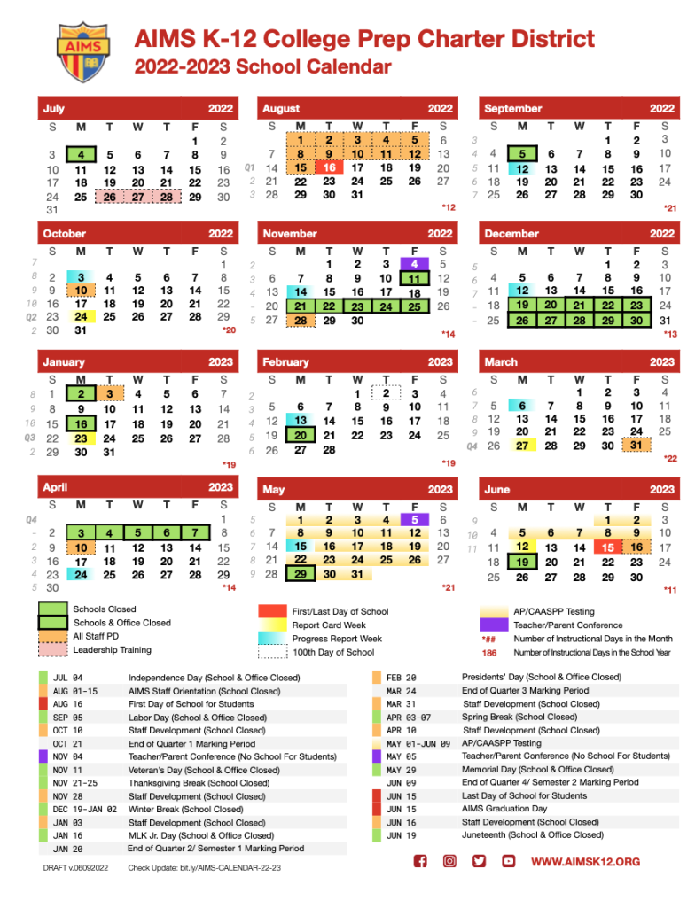 - AIMS K- SCHOOL CALENDAR — AIMS K-