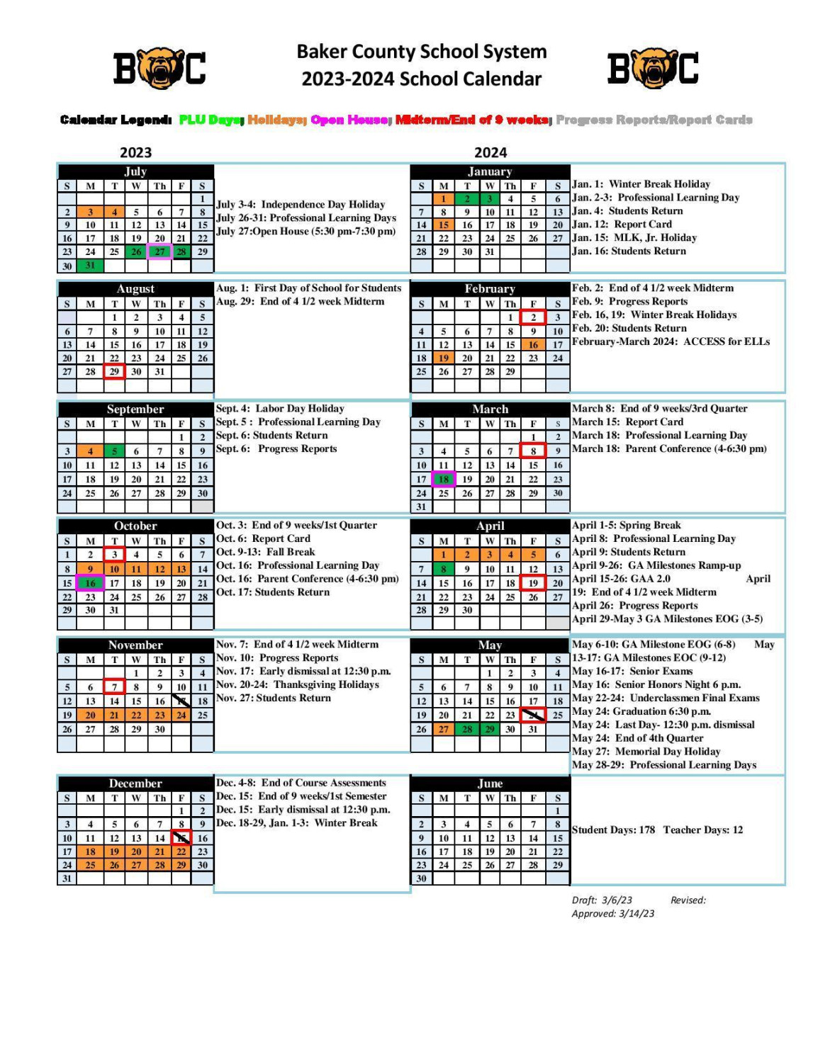 Baker County Schools School Calendar – Calendar – Baker County